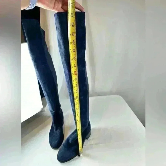 TORY BURCH CAITLIN Blue Suede Over Knee Boots (Size 5) - Picture 8 of 8